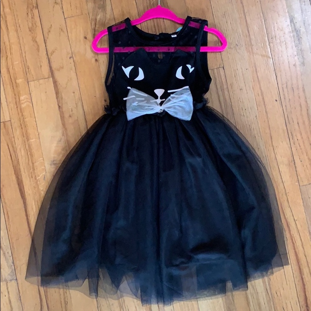 Brand new little girl black kitty dress with bow!